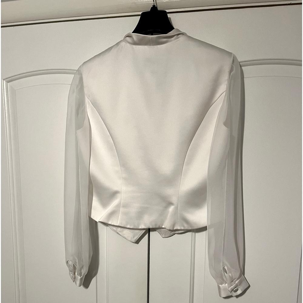J.R.Nites by Caliendo tuxedo jacket/blouse white size 10 - Picture 2 of 13